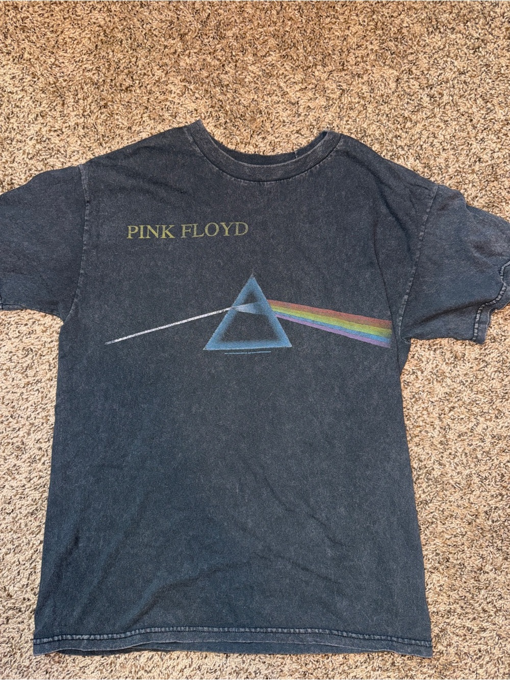 Pink Floyd Black Graphic tee with Prism Rainbow design